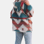 Women’s Oversized Quarter Zip Geometric Print Hoodie