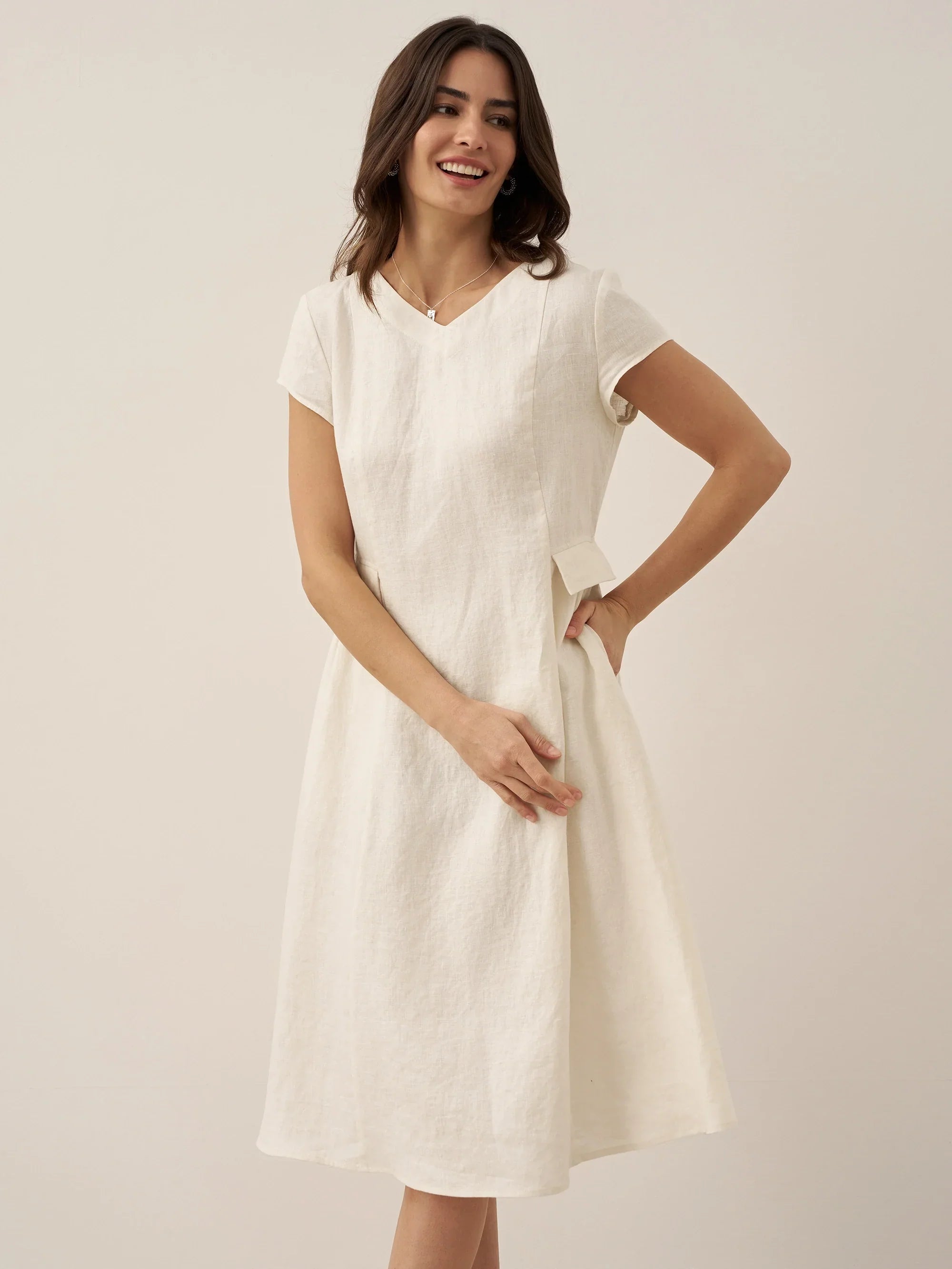 ALEXA | Natural Summer V-Neck Dress