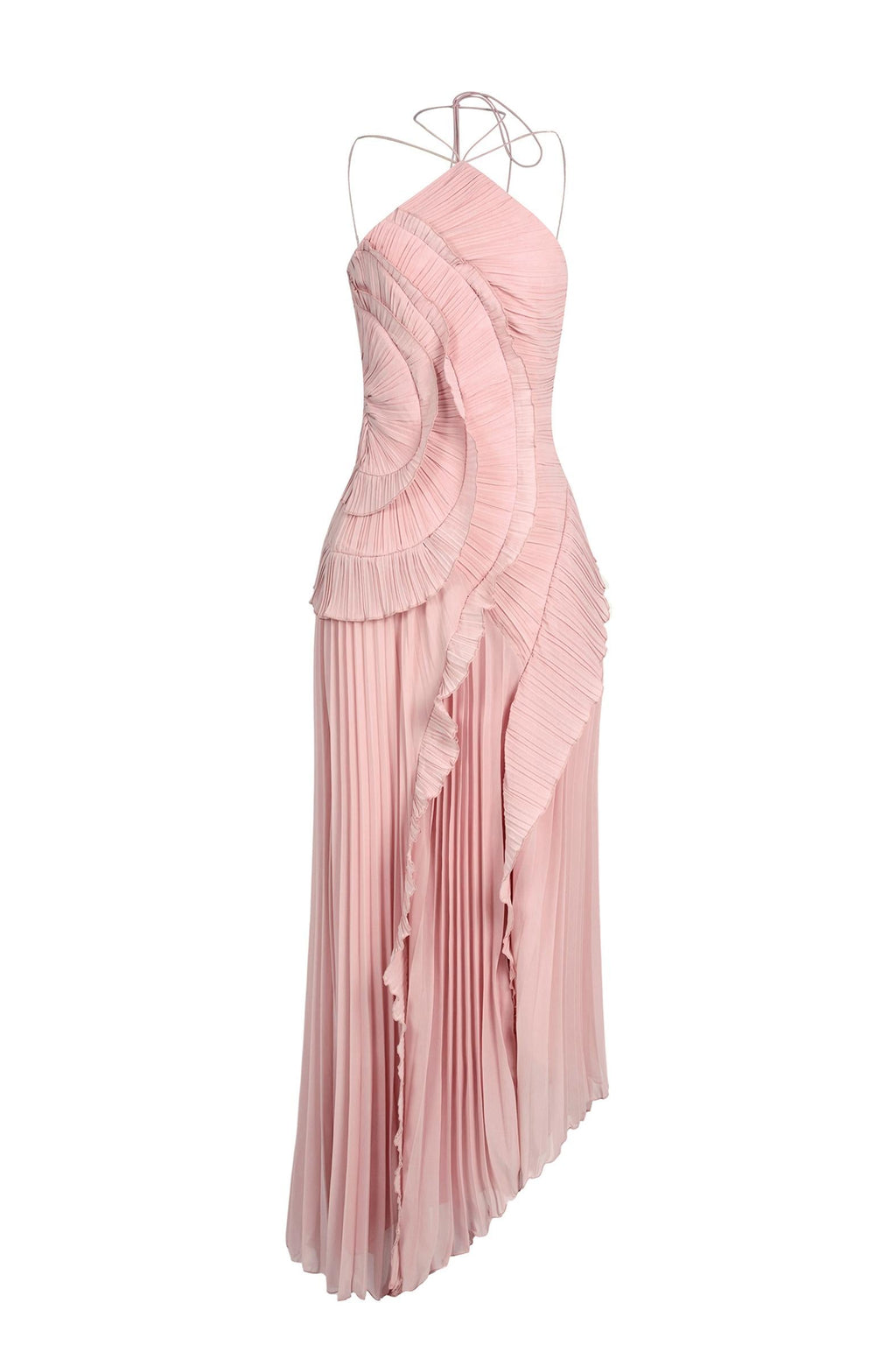 Jessica | Pleated Frill Halter Neck Midi Dress