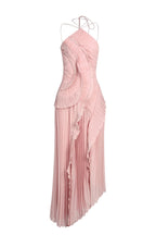 Jessica | Pleated Frill Halter Neck Midi Dress