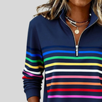Women’s Striped Quarter-Zip Sweatshirt