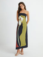 Large Floral Print Split Tube Long Dress