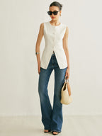 Button Detail Sleeveless Vest