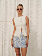 Asymmetric Button Sweater Vest