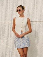 Asymmetric Button Sweater Vest