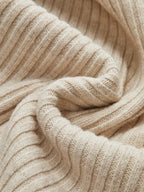 Asymmetric Neck Ribbed Knit Sweater