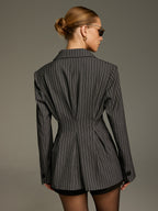 Pinstripe Double-Breasted Blazer