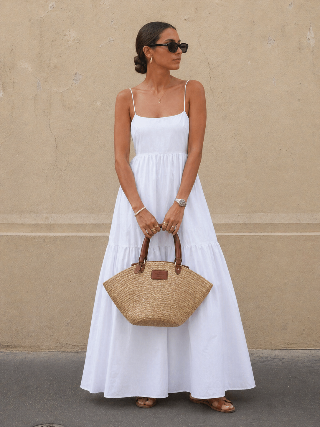 Solid Backless Long Dress