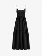 Solid Backless Long Dress