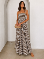 Striped Pleated Cami Long Dress