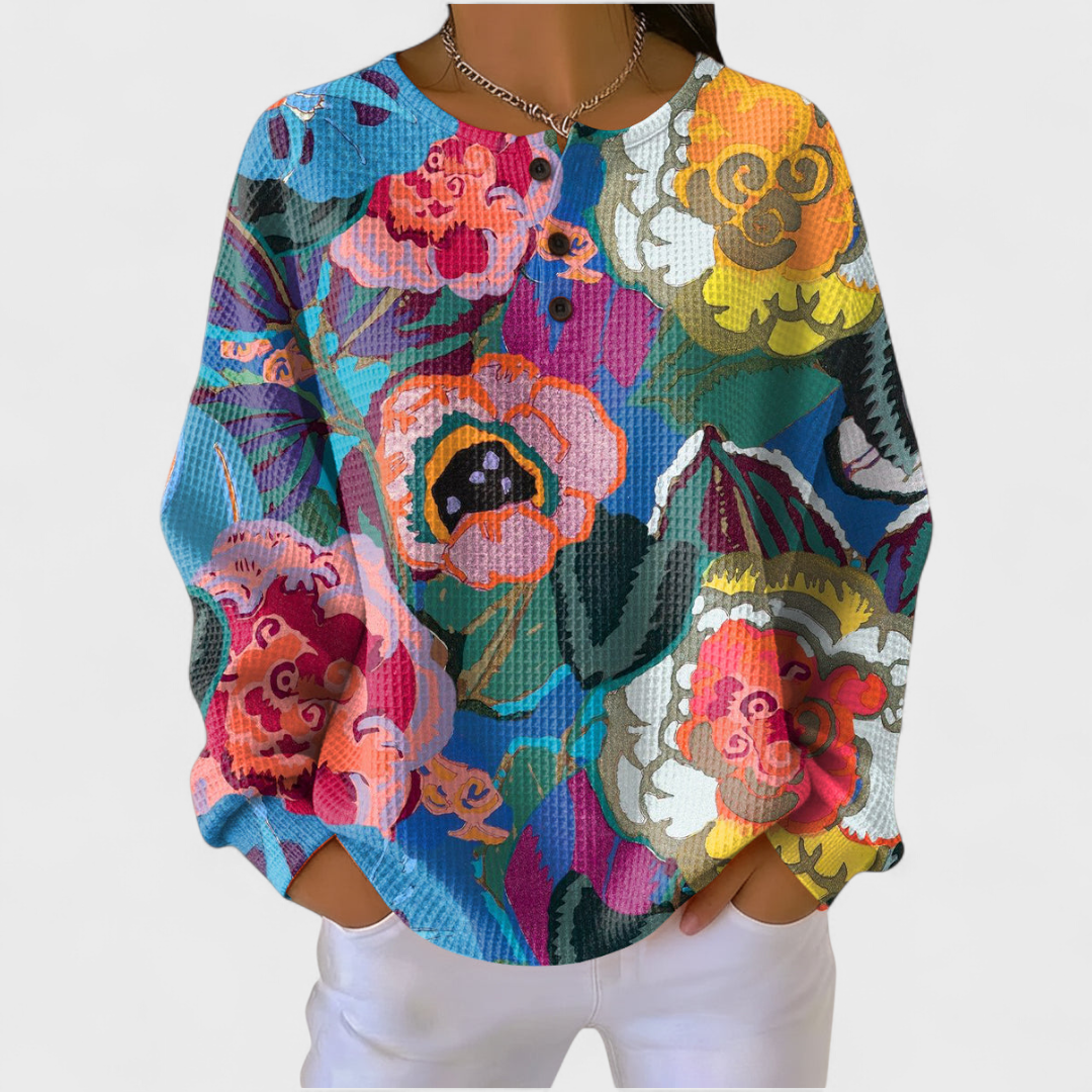 Women’s Multicolor Floral Print Pullover Sweater