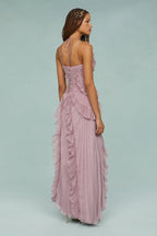 Jessica | Pleated Frill Halter Neck Midi Dress