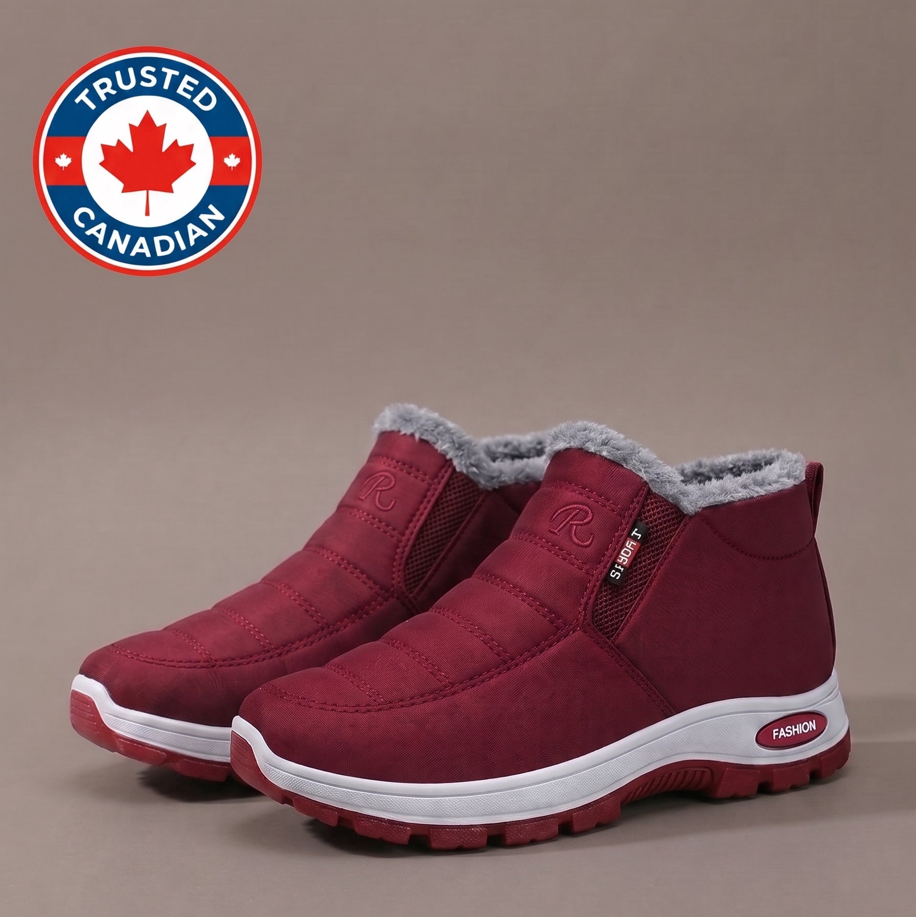 Sianna™ | Quilted Waterproof Slip-On Ankle Boots Dark Red