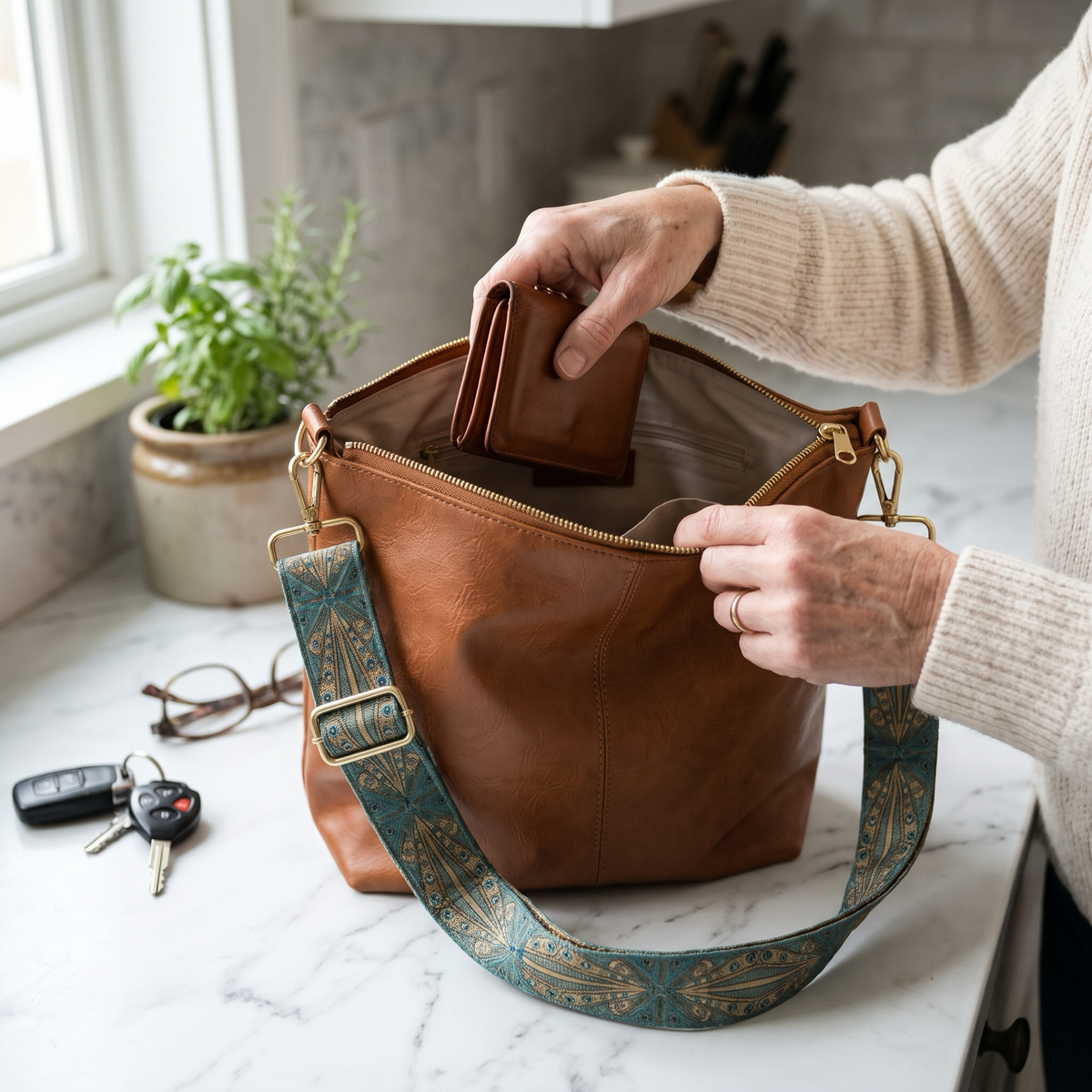 Margot | Vintage Shoulder Bag with Woven Strap