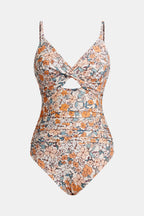 Yellow Ditsy Wrapped Cutour One-Piece