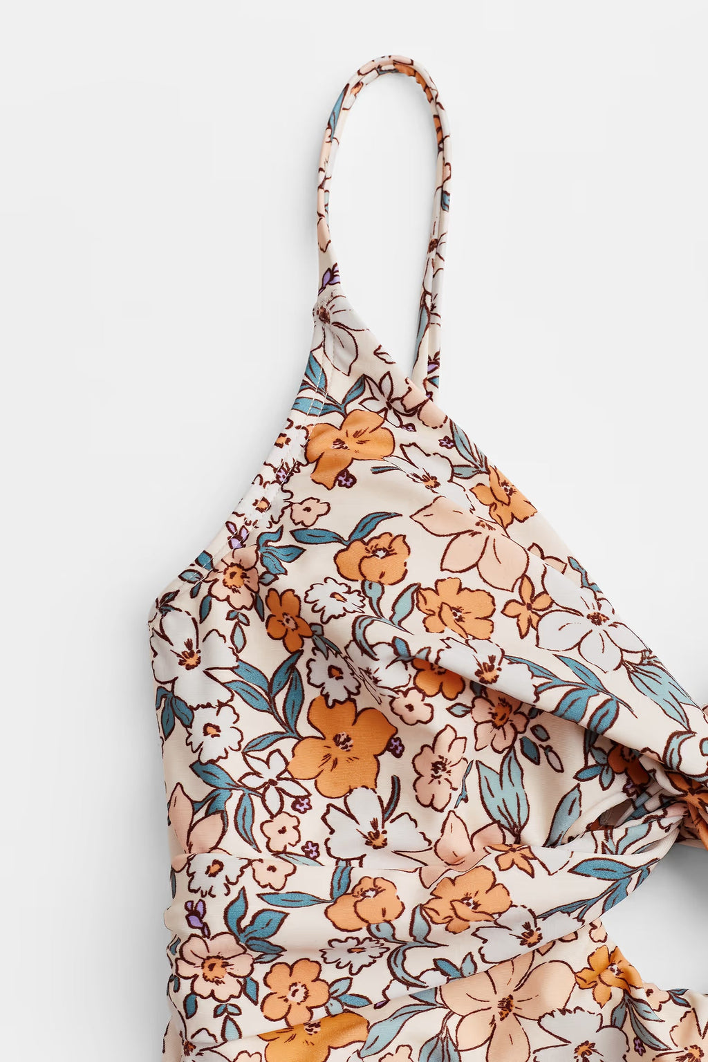 Yellow Ditsy Wrapped Cutour One-Piece