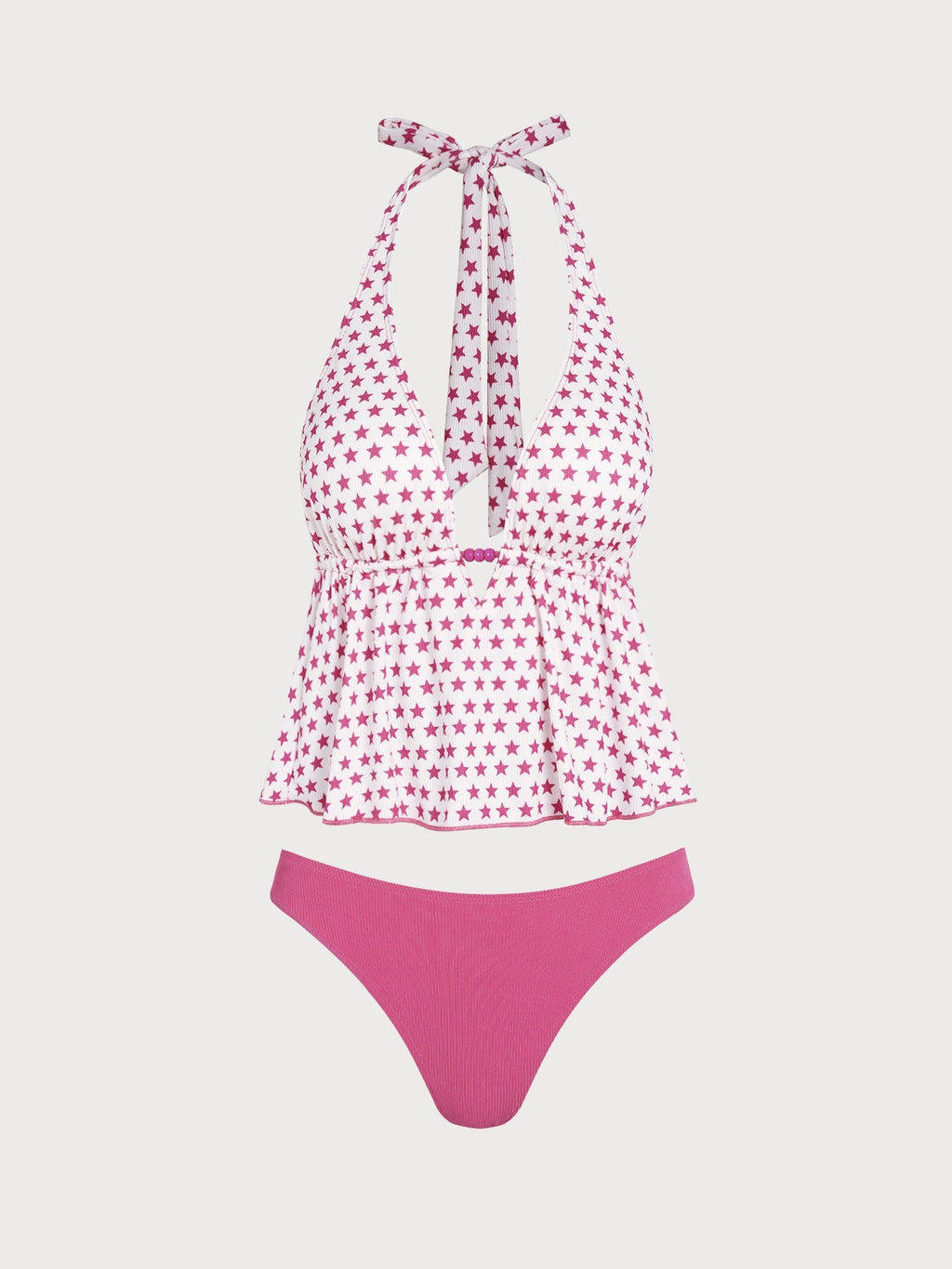 Red Striped Star Beaded Tankini Set