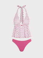 Red Striped Star Beaded Tankini Set